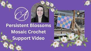 Persistent Blossoms Small Square: Center-out Overlay Mosaic Crochet FULL Walk-Thru & Joining Support