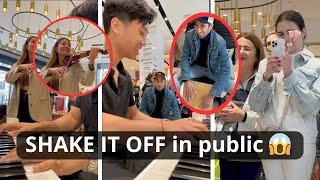 3 musicians play “Shake it off” in a supermarket (MUST WATCH)