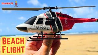 CAN IT FLY IN A BEACH BREEZE ? Z1 Bell 206 RC Helicopter with Optical Flow Positioning