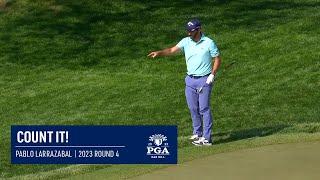 Pablo Larrazabal Counts Shots after Holing Out! | 2023 PGA Championship