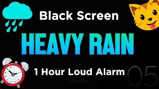 Black Screen  5 Hour Timer ⏱️ Soothing Rain Sounds  + 1 Hour Loud Alarm for Sleeping  (no ads)