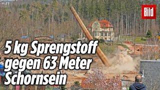 Sprengmeister vs. 63-Meter-Schornstein (Spoiler: Schornstein verliert)