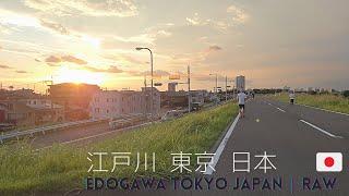 Edogawa Riverside | 江戸川 東京 | Japan Sunset View | People Jogging and Practicing Sport  | Raw Video