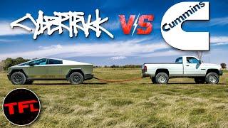 Tesla Cybertruck vs Classic Ram Cummins Tug of War!