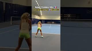 14-year-old Ksenia Efremova (Mouratoglou Academy) practicing with 17-year-old Gabriel Debru 