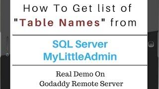 How To Get Table Names From SQL Server (myLittleAdmin) Database