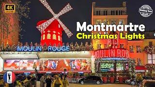  Paris MONTMARTRE 2024 Christmas Lights Walking Tour - 4k60fps