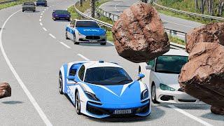 Cars vs Rockslide — BeamNG Drive