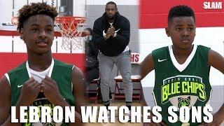 LeBron James watches Bronny and Bryce BALL on OLDER competition! | SLAM Highlights