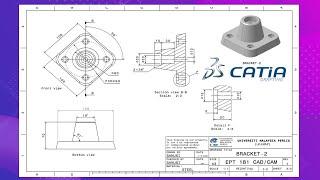 CATIA V5 DRAFTING EXERCISE (BRACKET) - BASIC DETAIL DRAWING & TITLE BLOCK TO PRINT SETUP (PDF)