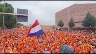 Crazy scene of Netherlands fans in Leipzig City / Netherlands fans dance in Leipzing City