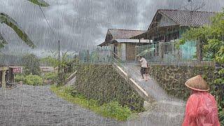 Heavy Rain Walks in Cool Village Life | Rain Sounds for Isomnia and Lullabies | ASMR Rain Sounds