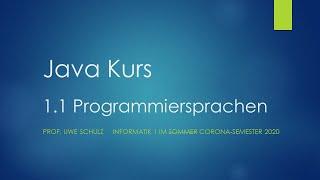 Java Kurs 1.1 Programmiersprachen