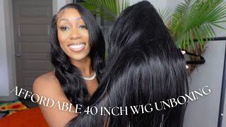 40 INCH FULL 13X6 LACE FRONTAL WIG UNBOXING 250% DENSITY AFFORDABLE ALIEXPRESS HAIR REVIEW