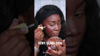 How to get glass dewy skin! #makeupforbeginners #dewyskin #darkskin #glassskin #easyglammakeup