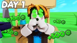 0 to 10k Robux Challenge on an Alt - Day 1 (Roblox Pls Donate)