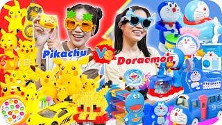 Đại Chiến Đồ Chơi Cổng Trường Theo Màu Nhân Vật Doraemon Vs Pikachu  Minh Khoa TV