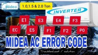 Midea inverter split ac error code, E1/E3/E4/F3/EC/E5/F1/F2/ P0.