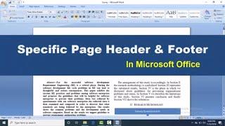 How to put specific page header or footer in Microsoft Word in hindi urdu