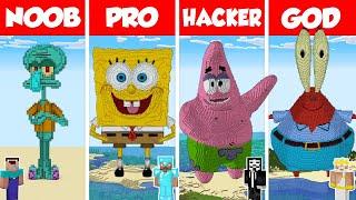 Minecraft TNT SPONGE BOB HOUSE BUILD CHALLENGE  NOOB vs PRO vs HACKER vs GOD Bikini Bottom Animation