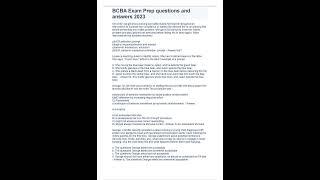 BCBA Exam Prep questions and answers 2023