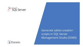 Generate tables creation scripts with MS SQL Server Management Studio