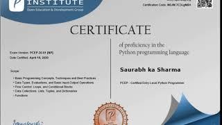 PCEP Certificate (Sharma Ji ka Gyan)