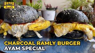 竹碳版Ramly汉堡包? Charcoal Ramly Burger Ayam Special | Malaysia 国民美食Ramly Burger ! | ENG CC