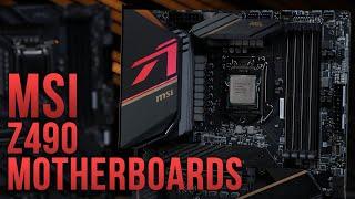 MSI Z490 motherboards: MEG ACE, MPG Gaming Carbon, and MPG Gaming Edge