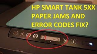 HP Smart Tank 515 516 519, Paper Jam, Error Codes, Paper handling and issues with possible fix