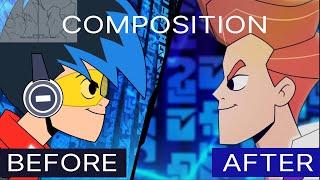 Compositing using After Effects in a 2D animation - Before and After