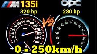 Winner is :BMW M135i 320 HP VS Opel Astra Opc 280 HP- Acceleration 0 -250km/h 100-250km/h