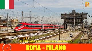 Cab Ride Rome - Milan on Italian Frecciarossa on High-Speed-Line up to 300 km/h - 4K