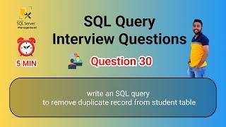 SQL Query Interview Questions 30 | To remove the duplicate records from the student table