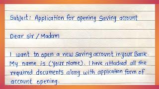 Write a letter to Bank Manager to open saving account | application to manager for Bank account