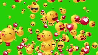 3D Emoji Crowd Funny Background - Green Screen Chroma Footage