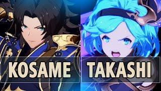 GBVSR: Kosame (Lancelot) Vs Takashi (Djeeta) | High Level Gameplay.