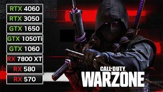 8 GPUs | Call of Duty: Warzone | RX 7800 XT, RX 580, RX 570, RTX 4060, RTX 3050, GTX 1060, GTX 1650