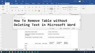 How To Remove Table without Deleting Text in Microsoft Word