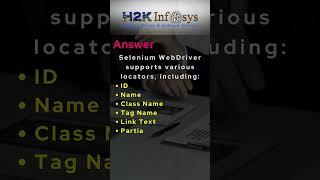 Selenium Interview questions | What are the different types of locators in Selenium WebDriver?