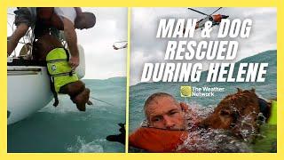 Man and Dog Rescued From Sea During Helene’s Peak