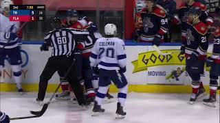 Patric Hornqvist Scrum With Yanni Gourde Tampa Bay Lightning at Florida Panthers