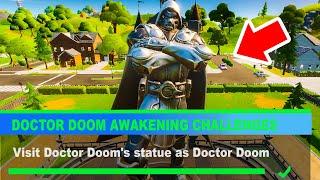 Visit Doctor Doom statue as Doctor Doom Fortnite