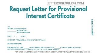 Request Letter For Provisional Interest Certificate