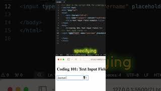 HTML Coding Q&A 21: Correct HTML for creating a text input field? #html #css #coding #shorts