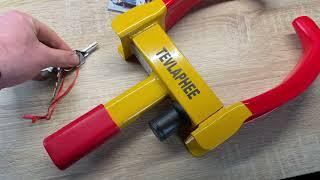 Tevlaphee car Wheel Lock Heavy Duty Security Trailer Wheel Lock Anti Theft unboxing & instructions