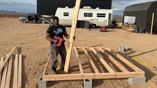 BUILDING AN OUTSIDE OFF GRID BATH HOUSE! BATHROOM WALLS GOING UP!