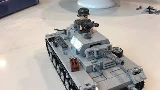 Building Lego WW2 American Willys Jeep, WW2 German Panzer 3, Lego WW1 British Vicker's MG