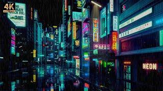 [4K] NEON CITY: Rain + Chill LoFi Beats| 8H Playlist for Study, Meditation, Relaxation or Sleep