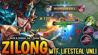WTF LIFESTEAL!! Zilong Insane Damage Build Monster Late Game 2024 - Build Top 1 Global Zilong